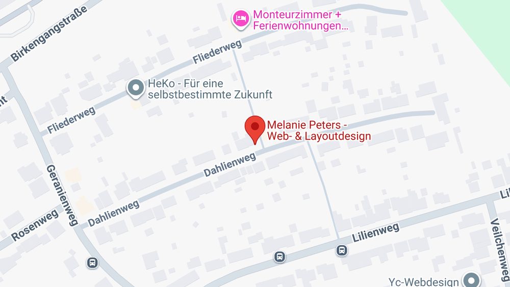 Karte: Melanie Peters – Web- & Layoutdesign