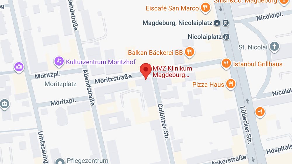 Karte: MVZ Klinikum Magdeburg – Moritzstraße – Frauenarzt, Gynäkologie – Magdeburg