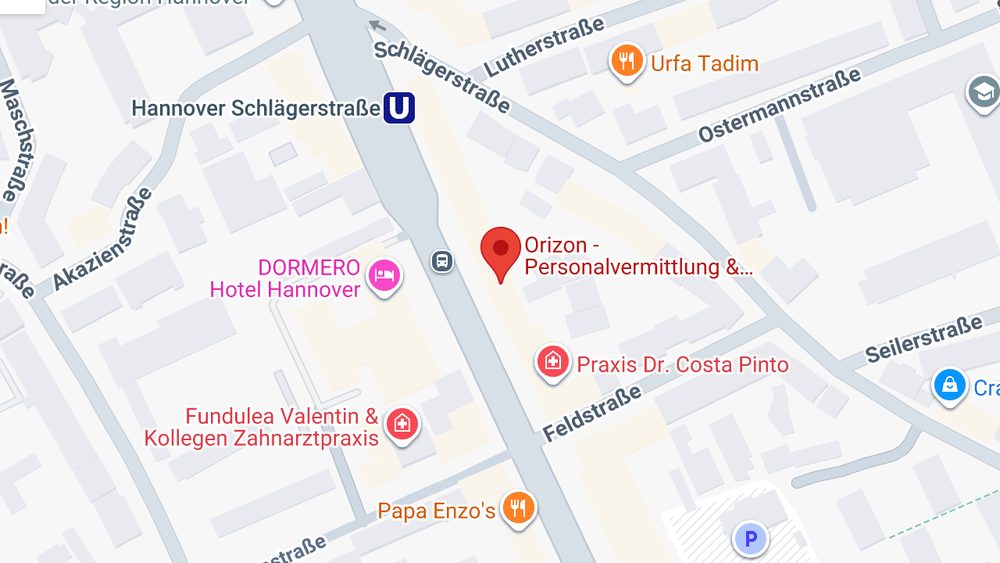 Karte: Orizon – Personalvermittlung & Zeitarbeit Hannover