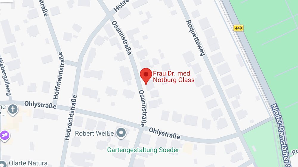 Karte: Frau Dr. med. Notburg Glass