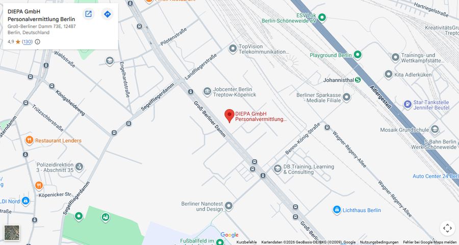 Karte: DIEPA GmbH Personalvermittlung Berlin
